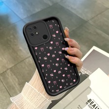 HONTINGA Xiaomi Redmi 10C ile Uyumlu Kılıfı Düşüme Önleyici Basitlik Anti Düşme Kamera Korumali Siyah Çiçek Desen Yumuşak Silikon Telefon Kılıfı Kadın ve Erkek Için Uygundur K2-0456