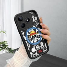 HONTINGA Realme C53 ile Uyumlu Kılıfı Düşüme Önleyici Basitlik Anti Düşme Kamera Korumali Siyah Yaratıcılık Desen Yumuşak Silikon Telefon Kılıfı Kadın ve Erkek Için Uygundur K2-0461
