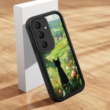 HONTINGA Samsung Galaxy S25 Fe ile Uyumlu Kılıfı Düşüme Önleyici Basitlik Anti Düşme Kamera Korumali Şirin Kedi Siyah Kedi Desen Yumuşak Silikon Telefon Kılıfı Kadın ve Erkek Için Uygundur K2-0258