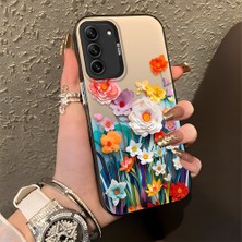 HONTINGA Samsung Galaxy S21 Fe ile Uyumlu Kılıfı Silikon Kenar Sert Arka Düşüme Önleyici Basitlik Anti Düşme Kamera Korumali Çiçek Desen Telefon Kılıfı Kadın ve Erkek Için Uygundur K1-0859