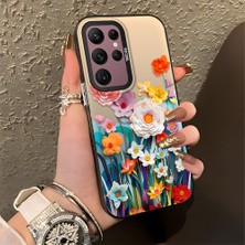 HONTINGA Samsung Galaxy S22 Ultra ile Uyumlu Kılıfı Silikon Kenar Sert Arka Düşüme Önleyici Basitlik Anti Düşme Kamera Korumali Çiçek Desen Telefon Kılıfı Kadın ve Erkek Için Uygundur K1-0859