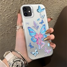 HONTINGA iPhone 12 ile Uyumlu Kılıfı Silikon Kenar Sert Arka Düşüme Önleyici Basitlik Anti Düşme Kamera Korumali Kelebek Desen Telefon Kılıfı Kadın ve Erkek Için Uygundur K1-0854