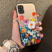 HONTINGA Samsung Galaxy A31 ile Uyumlu Kılıfı Silikon Kenar Sert Arka Düşüme Önleyici Basitlik Anti Düşme Kamera Korumali Çiçek Desen Telefon Kılıfı Kadın ve Erkek Için Uygundur K1-0859