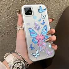 HONTINGA Realme C21 ile Uyumlu Kılıfı Silikon Kenar Sert Arka Düşüme Önleyici Basitlik Anti Düşme Kamera Korumali Kelebek Desen Telefon Kılıfı Kadın ve Erkek Için Uygundur K1-0854