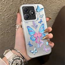 HONTINGA Realme C63 ile Uyumlu Kılıfı Silikon Kenar Sert Arka Düşüme Önleyici Basitlik Anti Düşme Kamera Korumali Kelebek Desen Telefon Kılıfı Kadın ve Erkek Için Uygundur K1-0854