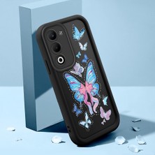 HONTINGA Oppo A5 5g ile Uyumlu Kılıfı Düşüme Önleyici Basitlik Anti Düşme Kamera Korumali Şirin Kedi Siyah Küçük Kelebek Desen Yumuşak Silikon Telefon Kılıfı Kadın ve Erkek Için Uygundur K2-0464