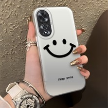 HONTINGA Oppo A60 ile Uyumlu Kılıfı Silikon Kenar Sert Arka Düşüme Önleyici Basitlik Anti Düşme Kamera Korumali Gülümseme Desen Telefon Kılıfı Kadın ve Erkek Için Uygundur K1-0861