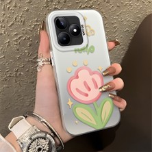 HONTINGA Realme C53 ile Uyumlu Kılıfı Silikon Kenar Sert Arka Düşüme Önleyici Basitlik Anti Düşme Kamera Korumali Çiçek Desen Telefon Kılıfı Kadın ve Erkek Için Uygundur K1-0860