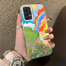 HONTINGA Samsung Galaxy A32 ile Uyumlu Kılıfı Silikon Kenar Sert Arka Düşüme Önleyici Basitlik Anti Düşme Kamera Korumali Gökkuşağı Desen Telefon Kılıfı Kadın ve Erkek Için Uygundur K1-0853
