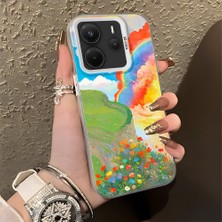 HONTINGA Xiaomi Redmi Note 14 ile Uyumlu Kılıfı Silikon Kenar Sert Arka Düşüme Önleyici Basitlik Anti Düşme Kamera Korumali Gökkuşağı Desen Telefon Kılıfı Kadın ve Erkek Için Uygundur K1-0853
