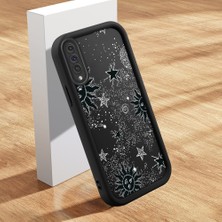 HONTINGA Samsung Galaxy A30S ile Uyumlu Kılıfı Düşüme Önleyici Basitlik Anti Düşme Kamera Korumali Şirin Kedi Siyah Yıldız Desen Yumuşak Silikon Telefon Kılıfı Kadın ve Erkek Için Uygundur K2-0261