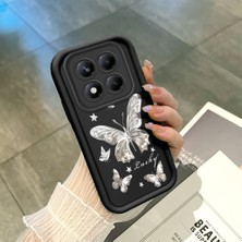 HONTINGA Xiaomi Redmi Note 14 Pro Plus ile Uyumlu Kılıfı Düşüme Önleyici Basitlik Anti Düşme Kamera Korumali Siyah Gümüş Kelebek Desen Yumuşak Silikon Telefon Kılıfı Kadın ve Erkek Için Uygundur K2-0459