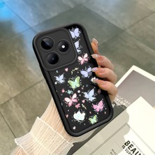 HONTINGA Realme Note 50 4g ile Uyumlu Kılıfı Düşüme Önleyici Basitlik Anti Düşme Kamera Korumali Siyah Küçük Kelebek Desen Yumuşak Silikon Telefon Kılıfı Kadın ve Erkek Için Uygundur K2-0464