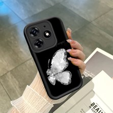 HONTINGA Tecno Spark 10 Pro ile Uyumlu Kılıfı Düşüme Önleyici Basitlik Anti Düşme Kamera Korumali Siyah Kelebek Desen Yumuşak Silikon Telefon Kılıfı Kadın ve Erkek Için Uygundur K2-0262
