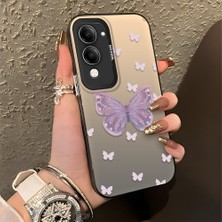 HONTINGA Vivo Y04 ile Uyumlu Kılıfı Silikon Kenar Sert Arka Düşüme Önleyici Basitlik Anti Düşme Kamera Korumali Kelebek Desen Telefon Kılıfı Kadın ve Erkek Için Uygundur K1-0863