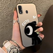 HONTINGA Samsung Galaxy A20 ile Uyumlu Kılıfı Silikon Kenar Sert Arka Düşüme Önleyici Basitlik Anti Düşme Kamera Korumali Şirin Desen Telefon Kılıfı Kadın ve Erkek Için Uygundur K1-0856