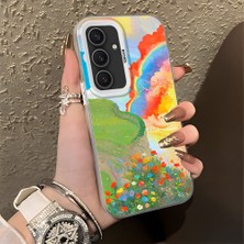 HONTINGA Samsung Galaxy S25 Plus ile Uyumlu Kılıfı Silikon Kenar Sert Arka Düşüme Önleyici Basitlik Anti Düşme Kamera Korumali Gökkuşağı Desen Telefon Kılıfı Kadın ve Erkek Için Uygundur K1-0853