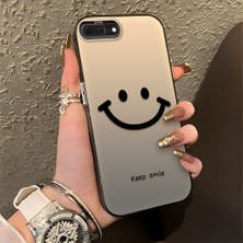 HONTINGA iPhone 8 Plus ile Uyumlu Kılıfı Silikon Kenar Sert Arka Düşüme Önleyici Basitlik Anti Düşme Kamera Korumali Gülümseme Desen Telefon Kılıfı Kadın ve Erkek Için Uygundur K1-0861