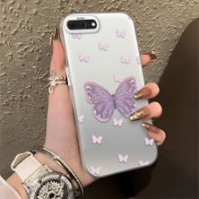 HONTINGA iPhone 8 Plus ile Uyumlu Kılıfı Silikon Kenar Sert Arka Düşüme Önleyici Basitlik Anti Düşme Kamera Korumali Kelebek Desen Telefon Kılıfı Kadın ve Erkek Için Uygundur K1-0863