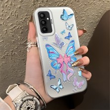HONTINGA Samsung Galaxy M23 ile Uyumlu Kılıfı Silikon Kenar Sert Arka Düşüme Önleyici Basitlik Anti Düşme Kamera Korumali Kelebek Desen Telefon Kılıfı Kadın ve Erkek Için Uygundur K1-0854