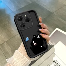 HONTINGA Tecno Spark 20 Pro ile Uyumlu Kılıfı Düşüme Önleyici Basitlik Anti Düşme Kamera Korumali Siyah Kedi Desen Yumuşak Silikon Telefon Kılıfı Kadın ve Erkek Için Uygundur K2-0265