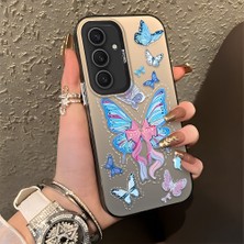 HONTINGA Samsung Galaxy S25 Plus ile Uyumlu Kılıfı Silikon Kenar Sert Arka Düşüme Önleyici Basitlik Anti Düşme Kamera Korumali Kelebek Desen Telefon Kılıfı Kadın ve Erkek Için Uygundur K1-0854