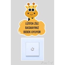Huggy Craft Lütfen Zile Basmayınız Bebek Uyuyor Kapı Zili Etiketi - Sevimli Zürafa Sticker