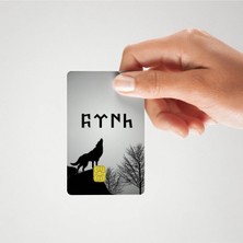 Huggy Craft Bozkurt Göktürk Dolunay Temalı Parlak Kredi/banka Kart Kaplama Sticker (Yüksek Kalite)