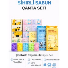 🧸 Homvira 3’lü Mini Çanta Hijyen Seti - Sihirli Sabun + Islak Mendil + Cep Mendili 🧼✨(Karışık Gönderilir)