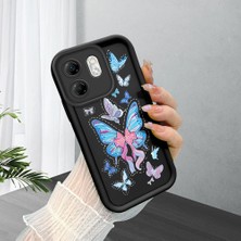 HONTINGA Infinix Hot 50I ile Uyumlu Kılıfı Düşüme Önleyici Basitlik Anti Düşme Kamera Korumali Siyah Küçük Kelebek Desen Yumuşak Silikon Telefon Kılıfı Kadın ve Erkek Için Uygundur K2-0464