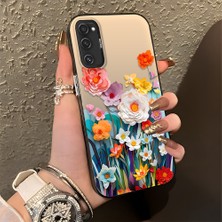 HONTINGA Samsung Galaxy S20 Fe ile Uyumlu Kılıfı Silikon Kenar Sert Arka Düşüme Önleyici Basitlik Anti Düşme Kamera Korumali Çiçek Desen Telefon Kılıfı Kadın ve Erkek Için Uygundur K1-0859