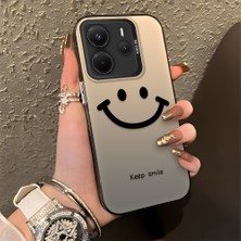 HONTINGA Xiaomi Redmi Note 14 4g ile Uyumlu Kılıfı Silikon Kenar Sert Arka Düşüme Önleyici Basitlik Anti Düşme Kamera Korumali Gülümseme Desen Telefon Kılıfı Kadın ve Erkek Için Uygundur K1-0861