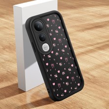 HONTINGA Vivo V50 Lite ile Uyumlu Kılıfı Düşüme Önleyici Basitlik Anti Düşme Kamera Korumali Şirin Kedi Siyah Çiçek Desen Yumuşak Silikon Telefon Kılıfı Kadın ve Erkek Için Uygundur K2-0456