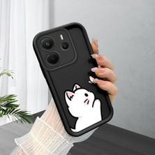 HONTINGA Xiaomi Redmi Note 14 ile Uyumlu Kılıfı Düşüme Önleyici Basitlik Anti Düşme Kamera Korumali Siyah Kedi Desen Yumuşak Silikon Telefon Kılıfı Kadın ve Erkek Için Uygundur K2-0265