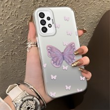 HONTINGA Samsung Galaxy A73 ile Uyumlu Kılıfı Silikon Kenar Sert Arka Düşüme Önleyici Basitlik Anti Düşme Kamera Korumali Kelebek Desen Telefon Kılıfı Kadın ve Erkek Için Uygundur K1-0863