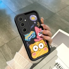 HONTINGA Samsung Galaxy A35 ile Uyumlu Kılıfı Düşüme Önleyici Basitlik Anti Düşme Kamera Korumali Siyah Sünger Bob Desen Yumuşak Silikon Telefon Kılıfı Kadın ve Erkek Için Uygundur K2-0264