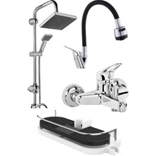 Moonshop Pro Germany Mix Banyo Bataryası Robot Yağmurlama Tepe Duş Seti Duş Başlığı 3'li Robotvebataryaset...