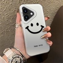 HONTINGA iPhone 16 ile Uyumlu Kılıfı Silikon Kenar Sert Arka Düşüme Önleyici Basitlik Anti Düşme Kamera Korumali Gülümseme Desen Telefon Kılıfı Kadın ve Erkek Için Uygundur K1-0861