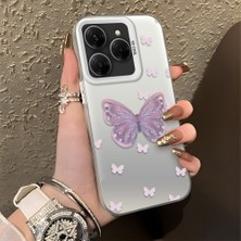 HONTINGA Tecno Spark 20 Pro ile Uyumlu Kılıfı Silikon Kenar Sert Arka Düşüme Önleyici Basitlik Anti Düşme Kamera Korumali Kelebek Desen Telefon Kılıfı Kadın ve Erkek Için Uygundur K1-0863