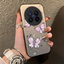 HONTINGA Vivo X200 Pro ile Uyumlu Kılıfı Silikon Kenar Sert Arka Düşüme Önleyici Basitlik Anti Düşme Kamera Korumali Kelebek Desen Telefon Kılıfı Kadın ve Erkek Için Uygundur K1-0864