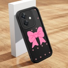 HONTINGA Oppo A3X 5g ile Uyumlu Kılıfı Düşüme Önleyici Basitlik Anti Düşme Kamera Korumali Şirin Kedi Siyah Pembe Papyon Desen Yumuşak Silikon Telefon Kılıfı Kadın ve Erkek Için Uygundur K2-0465