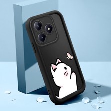 HONTINGA Realme C63 ile Uyumlu Kılıfı Düşüme Önleyici Basitlik Anti Düşme Kamera Korumali Şirin Kedi Siyah Kedi Desen Yumuşak Silikon Telefon Kılıfı Kadın ve Erkek Için Uygundur K2-0265