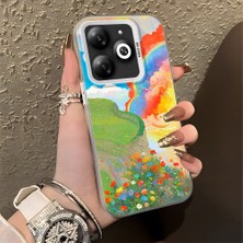 HONTINGA Infinix Smart 8 ile Uyumlu Kılıfı Silikon Kenar Sert Arka Düşüme Önleyici Basitlik Anti Düşme Kamera Korumali Gökkuşağı Desen Telefon Kılıfı Kadın ve Erkek Için Uygundur K1-0853