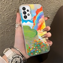HONTINGA Samsung Galaxy A73 ile Uyumlu Kılıfı Silikon Kenar Sert Arka Düşüme Önleyici Basitlik Anti Düşme Kamera Korumali Gökkuşağı Desen Telefon Kılıfı Kadın ve Erkek Için Uygundur K1-0853