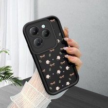 HONTINGA Infinix Hot 40 ile Uyumlu Kılıfı Düşüme Önleyici Basitlik Anti Düşme Kamera Korumali Siyah Çiçek Desen Yumuşak Silikon Telefon Kılıfı Kadın ve Erkek Için Uygundur K2-0456
