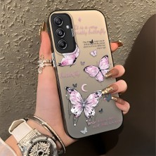 HONTINGA Samsung Galaxy M34 5g ile Uyumlu Kılıfı Silikon Kenar Sert Arka Düşüme Önleyici Basitlik Anti Düşme Kamera Korumali Kelebek Desen Telefon Kılıfı Kadın ve Erkek Için Uygundur K1-0864
