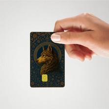 Huggy Craft Bozkurt Mavili Türk Işlemeli Desen Parlak Kredi/banka Kart Kaplama Sticker (Yüksek Kalite)