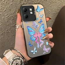 HONTINGA Infinix Hot 50I ile Uyumlu Kılıfı Silikon Kenar Sert Arka Düşüme Önleyici Basitlik Anti Düşme Kamera Korumali Kelebek Desen Telefon Kılıfı Kadın ve Erkek Için Uygundur K1-0854
