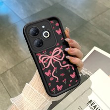 HONTINGA Tecno Spark Go 2024 ile Uyumlu Kılıfı Düşüme Önleyici Basitlik Anti Düşme Kamera Korumali Siyah Kurdele Düğümü Desen Yumuşak Silikon Telefon Kılıfı Kadın ve Erkek Için Uygundur K2-0463