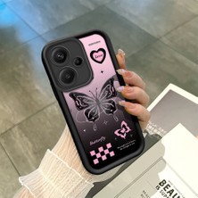 HONTINGA Xiaomi Redmi Note 13 Pro Plus ile Uyumlu Kılıfı Düşüme Önleyici Basitlik Anti Düşme Kamera Korumali Siyah Kelebek Desen Yumuşak Silikon Telefon Kılıfı Kadın ve Erkek Için Uygundur K2-0458